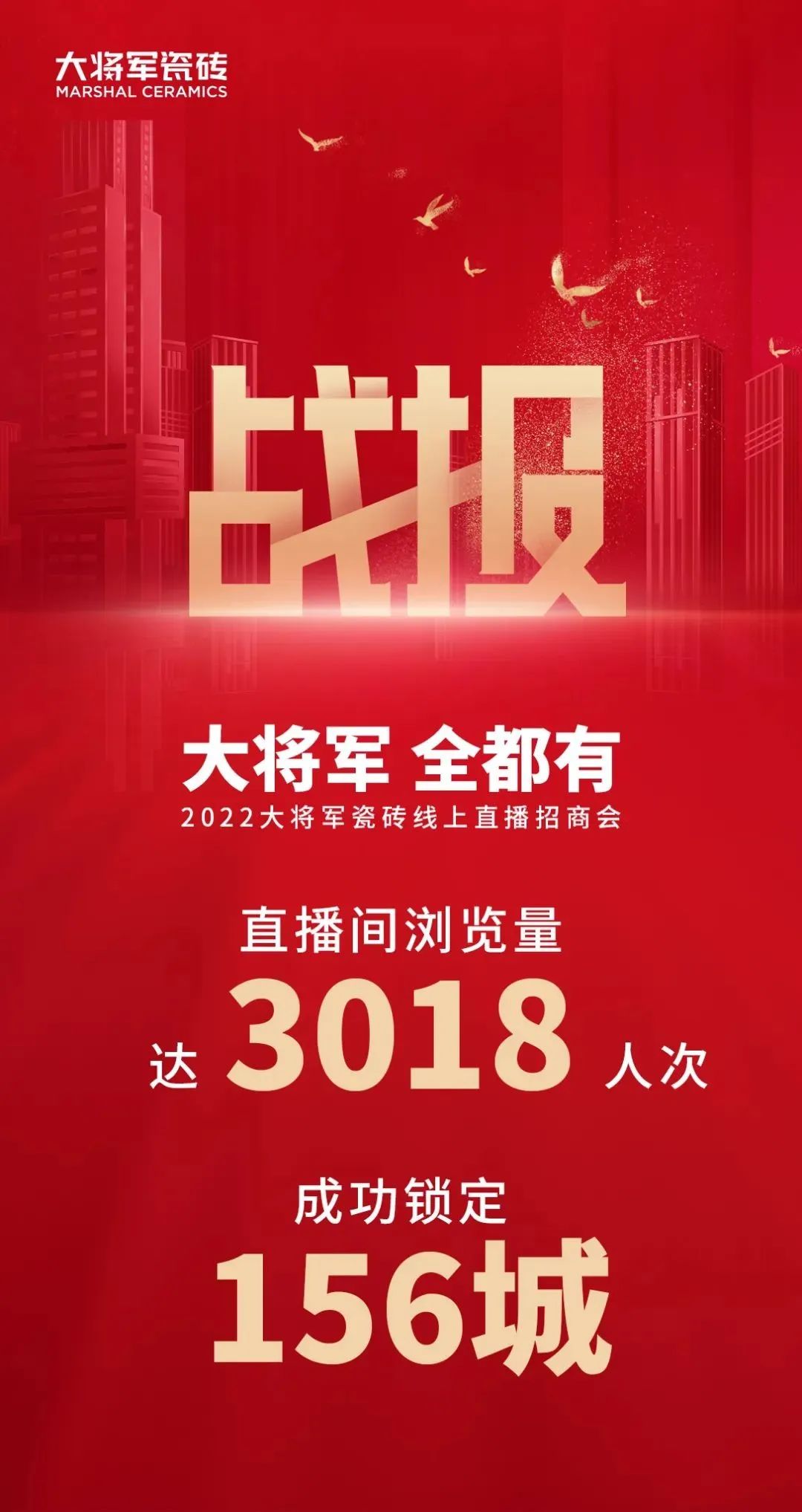 2小時(shí)，156城！大將軍瓷磚2022首場(chǎng)直播招商峰會(huì)圓滿收官！(圖2)
